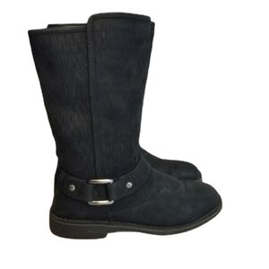 Ugg Shani black winter leather suede boots 9.5